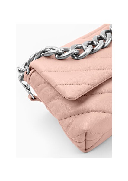 Pembe Kadın Deri Omuz Çantası AYLAQUILTING9006