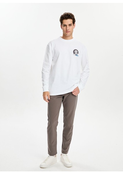 Beyaz Casino Baskılı Uzun Kollu T-Shirt fiyatları
