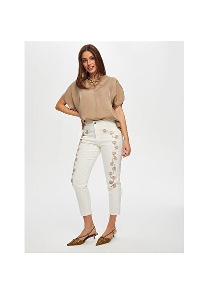 Yanları Ip Nakışlı Slim Fit Jean Pantolon S25JPN002