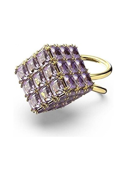 5629238 Swarovski Yüzük Curiosa : Coctail Ring Square Purple Gold Tone Plated 55