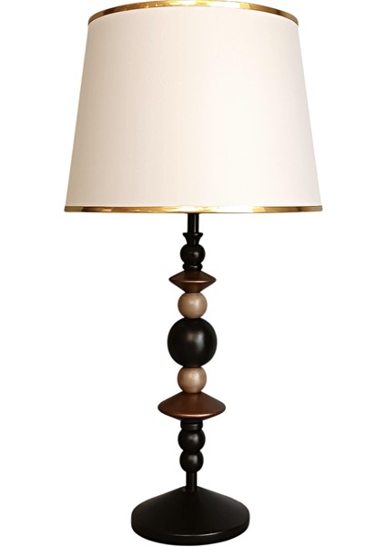 Lara Geometrik Tasarım Bronz Siyah Abajur