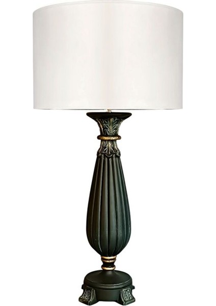 Lourent Kabartmalı Koyu Yeşil Abajur