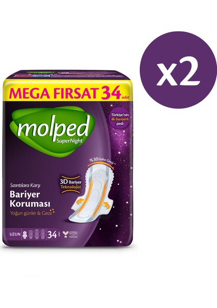 Supernight Hijyenik Ped Uzun Avantajlı Mega Fırsat Paketi 68 Adet fiyatları