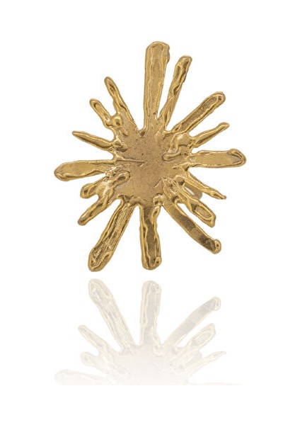 Büyük Güneş Figürlü Altın Kaplama Bronz Kadın Yüzük