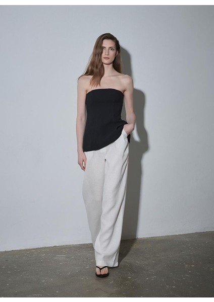 Siyah Leina Straplez Tensel Bluz modelleri