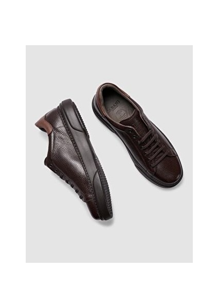 Hakiki Deri Kahverengi Bağcıklı Erkek Sneaker fırsatları