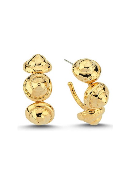 Lisa Lina Triple Conical Shell Konik Kabuk Formlu Altın Kaplama Kadın Küpe