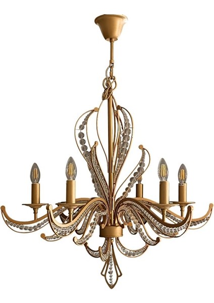 Huno Altı Kollu Eskitme Gold Avize