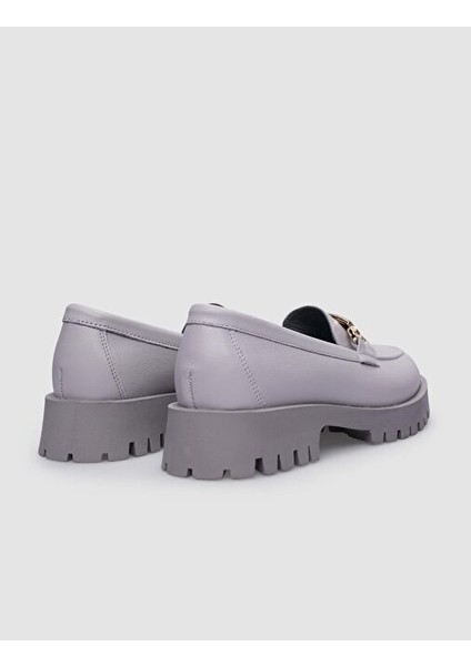 %100 Hakiki Deri Gri Toka Detaylı Kadın Günlük Ayakkabı modelleri