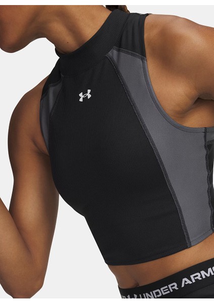 6003985-001-UA Hg Rib Tank Siyah Kadın Dar Atlet modelleri