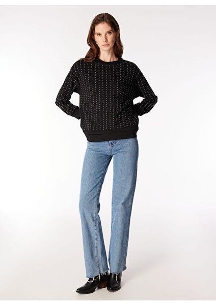 Siyah Kadın Bisiklet Rahat Troklu Sweatshirt F4WL-SWT0093 modelleri