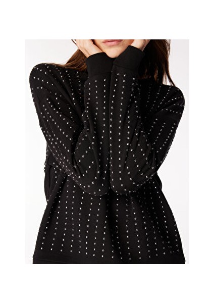 Siyah Kadın Bisiklet Rahat Troklu Sweatshirt F4WL-SWT0093 fırsatları