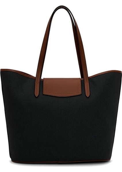 Cosmo Kanvas Leopar Deri Detaylı Siyah Kadın Omuz Çantası fırsatları