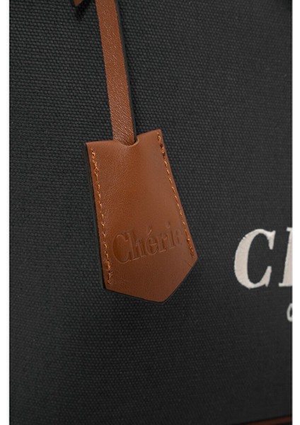 Cosmo Kanvas Leopar Deri Detaylı Siyah Kadın Omuz Çantası