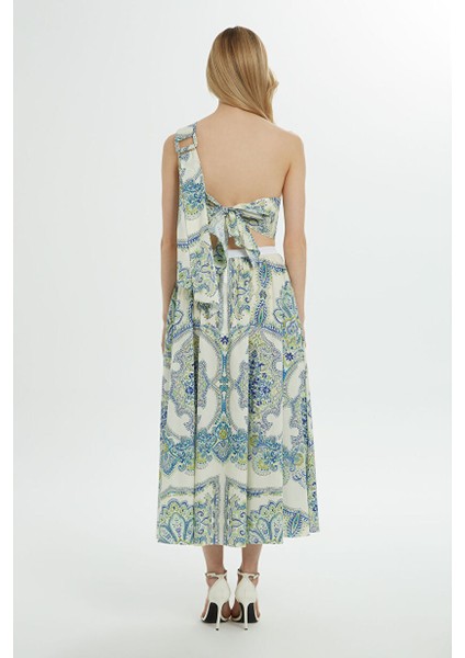 Desenli Kloş Mavi Etek fırsatları