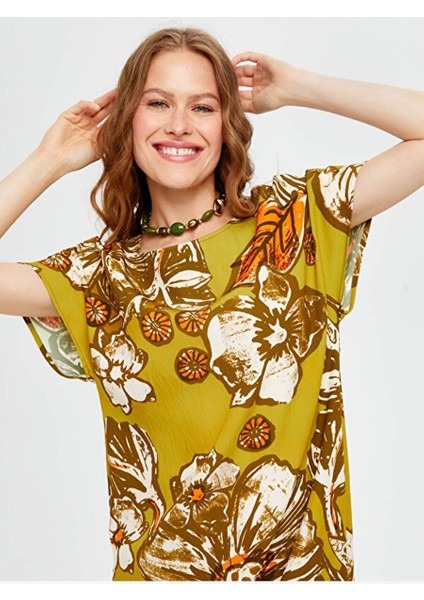 Eteği Sulu Çiçek Desen Torba Elbise S25ELB015 fırsatları