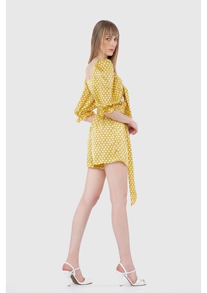 Beli Fırfırlı ve Bağlamalı Sarı Şort fiyatları