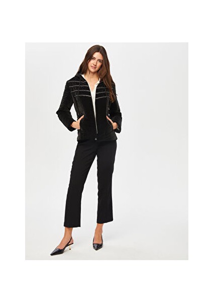 Zincir Şerit Detaylı Kadife Görünümlü Kapitone Mont 005 fiyatları