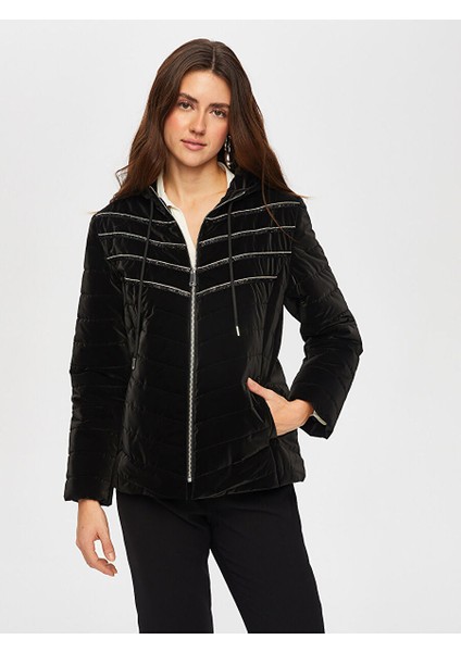 Zincir Şerit Detaylı Kadife Görünümlü Kapitone Mont 005 fırsatları