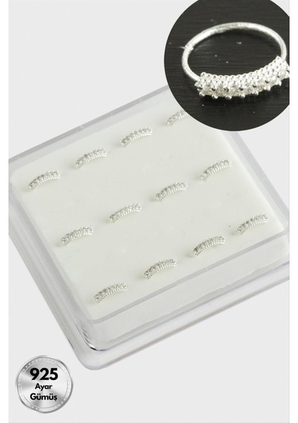 Zirkon Tek Taş Halka Gümüş Hızma 12 Adet fiyatları