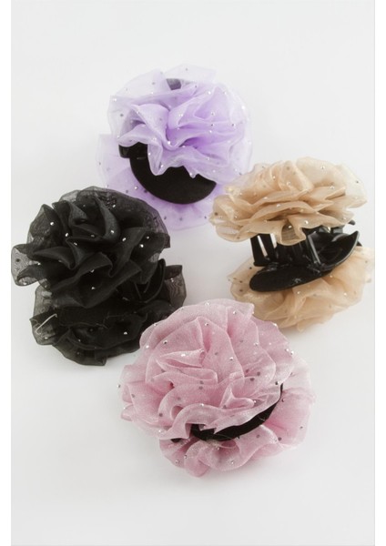 Gül Tüllü Mandal Toka 8 cm