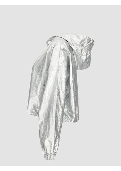 Metalık Kapüşonlu Beyaz Ceket modelleri