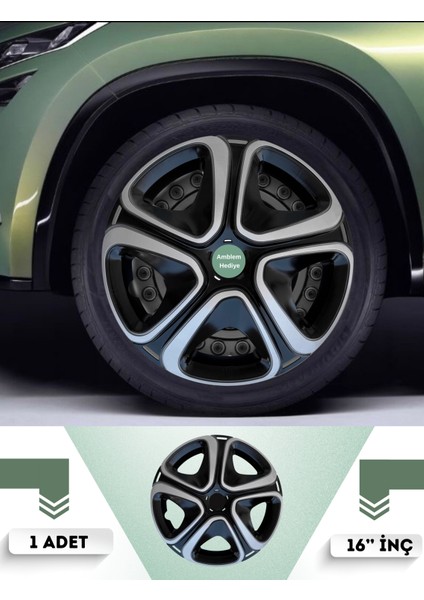 Fiat Fiorino 16 Inç Jant Kapağı Çift Renk (Amblemli 1-Adet Kapak) 313