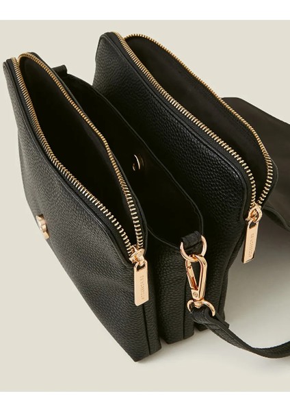 Double Zip Çapraz Çanta Siyah modelleri