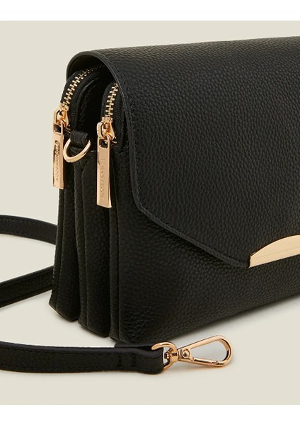 Double Zip Çapraz Çanta Siyah fırsatları