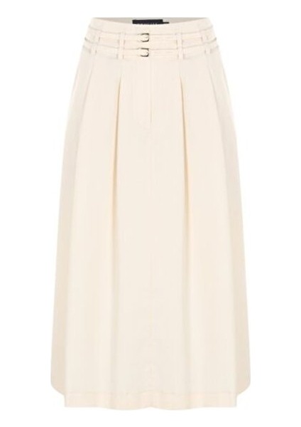 Çift Ince Kemer Detaylı Midi Boy Bej Etek fırsatları