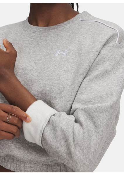 6007035-011-UA Rival Fleece Piped C Gri Kadın Crop Sweatshirt modelleri