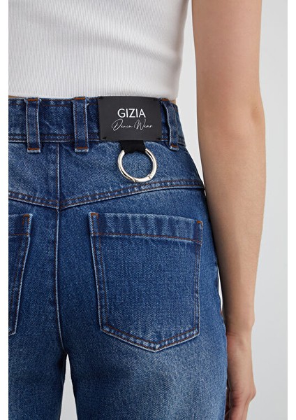 Metal Aksesuar Detaylı Boru Paça Jean Pantolon fırsatları