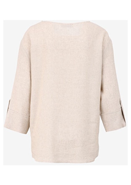 Yuvarlak Yaka Bej Kadın Bluz U68174 fiyatları