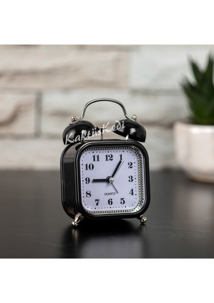 Mini Dekoratif Metal Işıklı Alarmlı Masa Saati - Çalar Saat