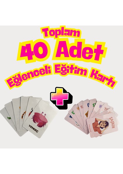 Hayvanları Öğreniyorum Kart Seti + Duygu Tanıma Kartları Avantajlı Seti Toplam 40 Adet Kart