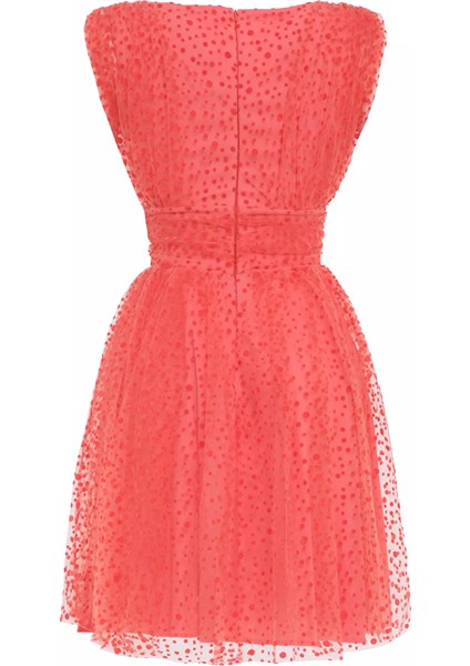 Mercan Tül Kolsuz Kısa Elbise fiyatları