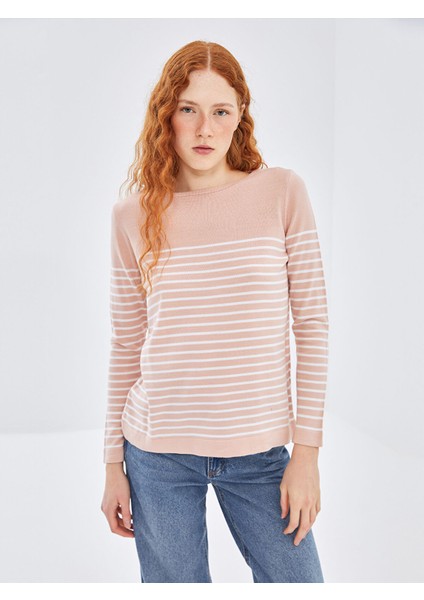 Yeni Sezon Bisiklet Yaka Çizgili Kadın Triko Kazak