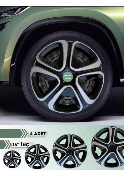 Renault Clio 4 16 Inç Jant Kapağı Çift Renk (Amblemli 4-Adet Kapak) 313