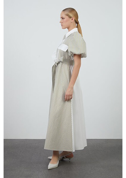 Işleme Detaylı Volanlı Poplin Yeşil Elbise fiyatları