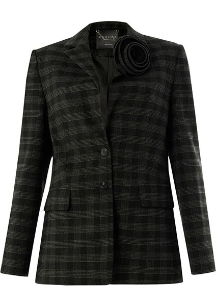 Ekose Taş Detaylı Cepli Regular Astarlı Antrasit Blazer Ceket modelleri