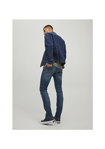Lacivert Erkek Dar Paça Slim Fit Denim Pantolon 12223628_JJIGLENN Jjıfox Jos 547 50
