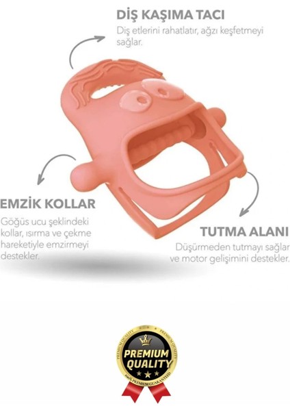 Eğlenceli Yumuşak Esnek Bpa Içermeyen Diş Çıkarma Dönemi Kaşıma Silikon Pembe Bebek Diş Kaşıyıcı modelleri