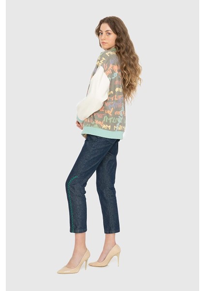 Fermuar ve Nakiş Detayli Kaşe Bomber Ceket fiyatları