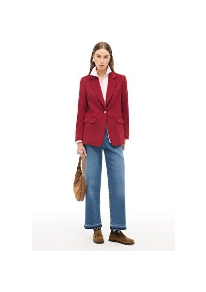 Bordo Klasik Yaka Ceket