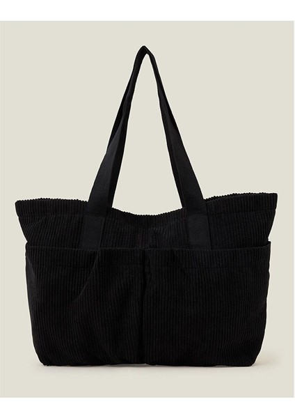 Large Cord Shopper Black