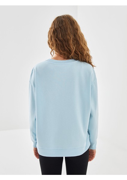 Yeni Sezon Bisiklet Yaka Baskılı Oversize Kadın Sweatshirt fırsatları