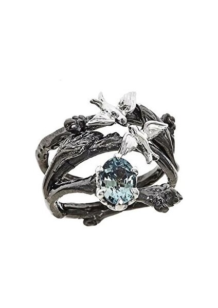 Kırlangıç Ciftli 18 Ayar Altın Kaplama Kadın Yüzük