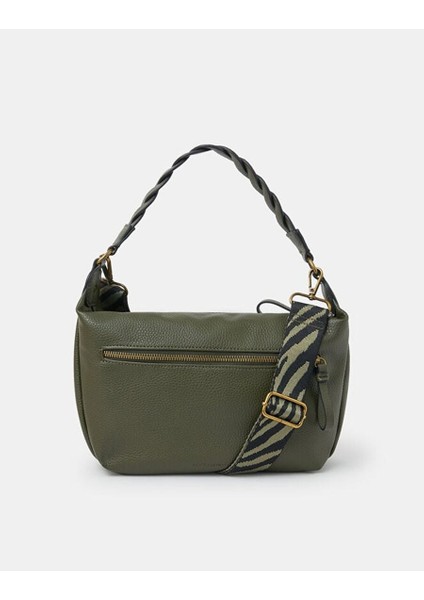 Örgülü Kulplu Omuz Çantası Yeşil