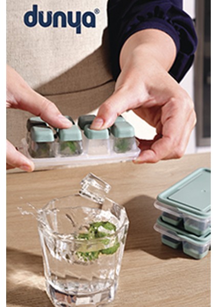 Mini Kapaklı Silikon Buz Kalıbı, Bas - Çıkar (Üçlü Set) fiyatları