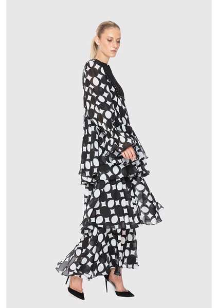 Işleme Detaylı Desenli Siyah Uzun Abiye Elbise fiyatları